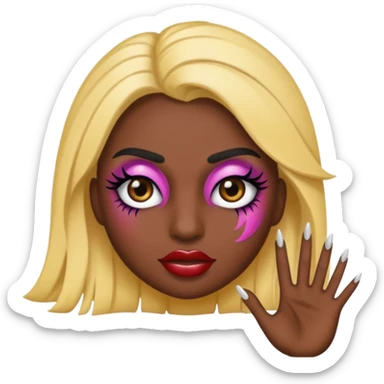 Baddie emoji with fake lashes and nails sticker