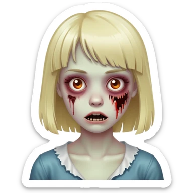Blonde zombie girl emoji with bangs sticker