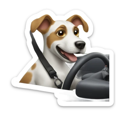 A dog driving a car  sticker