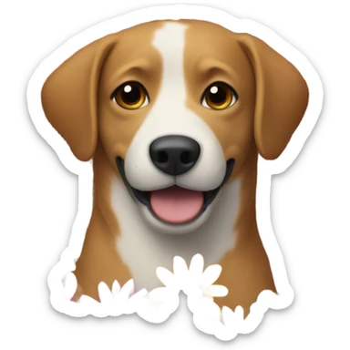 One dog whit flowers  sticker