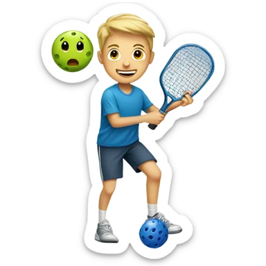 boy playing pickleball sticker