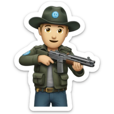 Un combrioleur avec un pistolet sticker