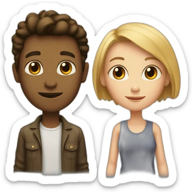 tall boy and short girl sticker