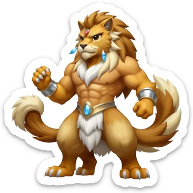 White Shiny Anthro Entei-feline-cat (full body) sticker