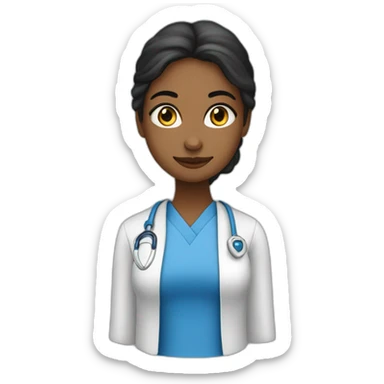 Chica pelo negro ojos azules con una coleta que es profesora de religión haciendo un okey con el dedo sticker