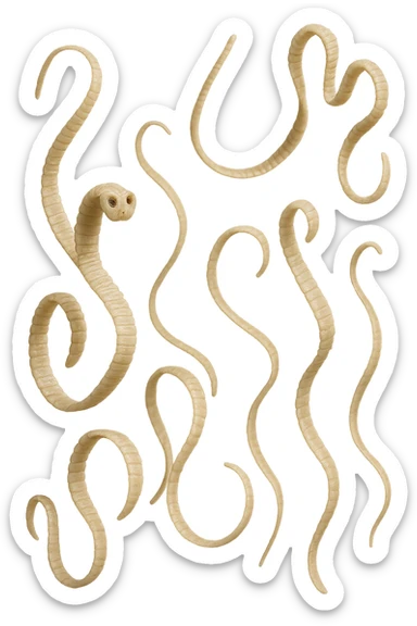 sei parassiti come la tenia iperrealistici 4k fluttuano in aria sticker