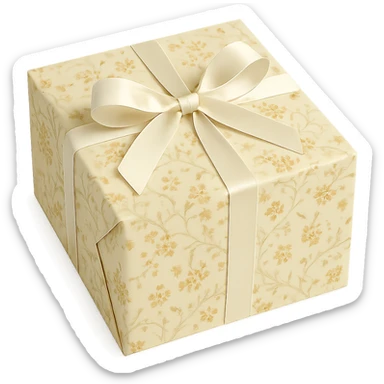Elegant Rococo pale white yellow ditsy floral gift box  , remove background sticker
