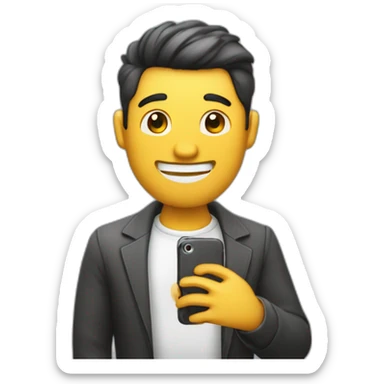 hombre bien vestido feliz teniendo una llamada con un iphone sticker