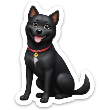 A black dog of the Shiba Inu breed sits and smiles sticker
