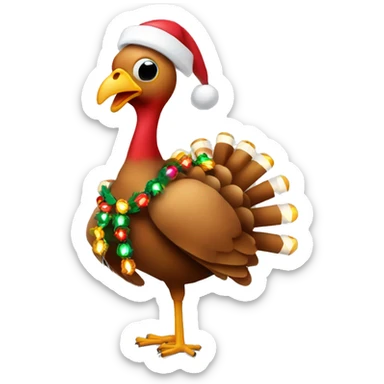 Turkey wrapped in Christmas lights  sticker