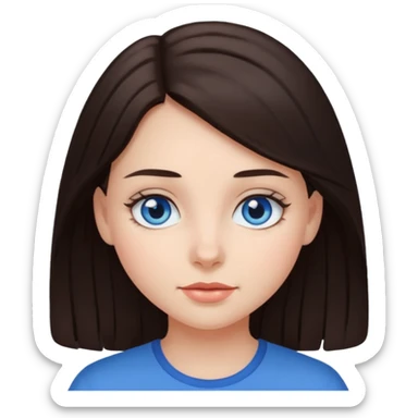 Chica pelo castaño oscuro y ojos azules sticker