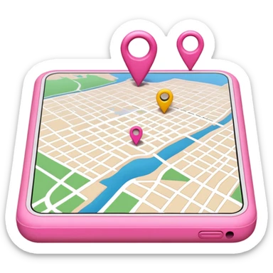mix pink of a big gps map of the lines sticker