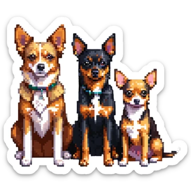 two shepherd dogs and a miniature pinscher Chihuahua together sticker