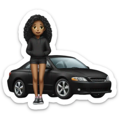 Black car with a girl sticker