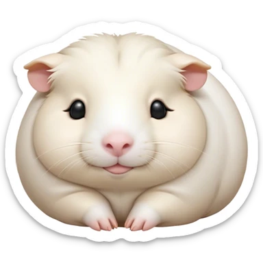 Meme-Worthy Cute Sleeping White Guinea Pig Portrait Emoji, Head resting peacefully with a contented smile, showcasing a delightfully chubby build and a luxuriously soft pure white coat, eyes shut in a serene, cozy nap, Simplified yet hilariously adorable features, highly detailed, glowing with a soft, drowsy light, high shine, relaxed and utterly lovable, stylized with an air of playful laziness, bright and heartwarming, soft glowing outline, capturing the essence of a comically sleepy guinea pig, so meme-worthy it feels like it could instantly become the next viral sensation of adorable slumber! sticker