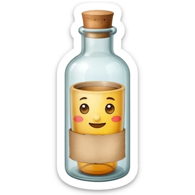glass bottle with a paper message inside sticker