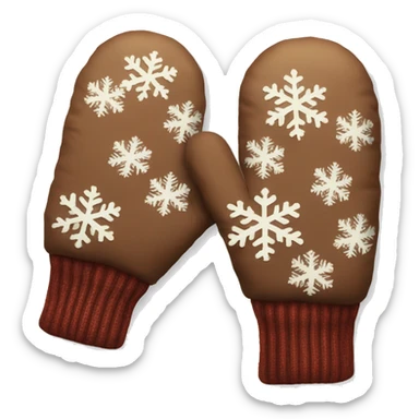 pair of mittens with a snowflake pattern sticker