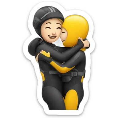 A woman diver giving a hug sticker