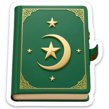 Closed Quran with the Islamic Symbol on it (moon and star) green sticker