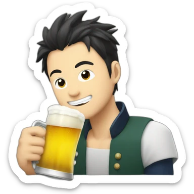 Satoru Gojo drinking a beer sticker