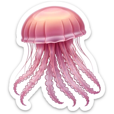 Realistic and elegant pale pink transparent jellyfish among algae  sticker