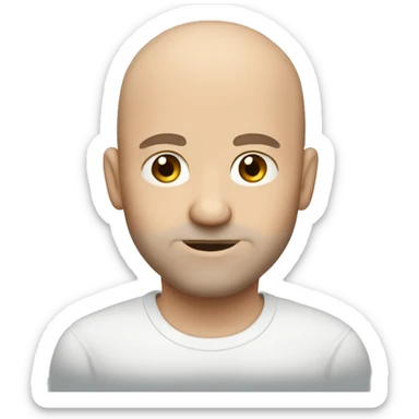 Curious bald white man with blue eyes and short brown goatee  sticker
