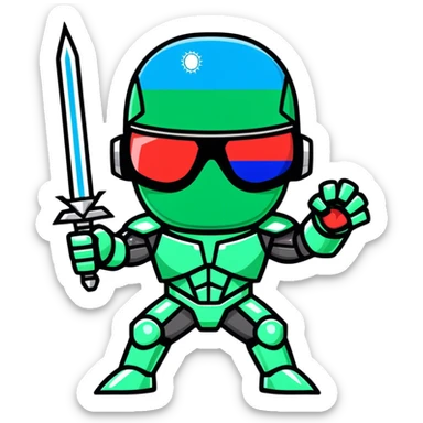 Cyber-Uzbek in retro wave style sticker