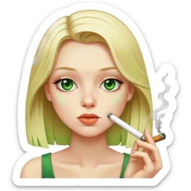 Blonde girl high while smoking a blunt (NOT ORANGE, BROWN.) sticker