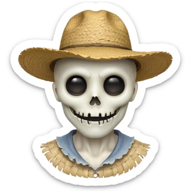 ghost farmer portrait, head and shoulders only, straw hat, spooky pale face, cracked skin, haunted vibe, 3D cartoon, mobile game icon style, clean background, no text, no watermark
 
 sticker