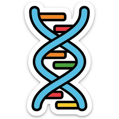 the concept of life, visualized as a DNA double helix with bright colors, clean vector style sticker