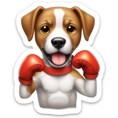 Un chien avec un gant de boxe sticker