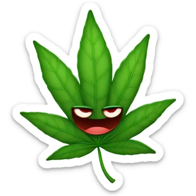 Happy weed leaf with red eyes sticker