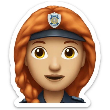 Police woman with long red hair sticker