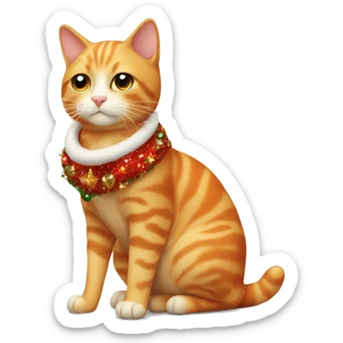 Orange cat with a Christmas  outfit on ￼ sticker