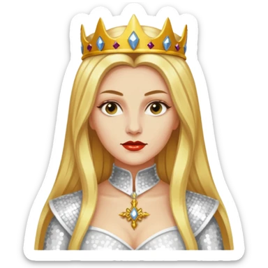 Katharina Siegel, Mistress of Vlad Tepes with long golden blonde hair, white sequin outfit sticker