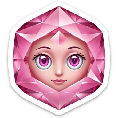pink diamond with eyes, no face, shiny and beautiful sticker
