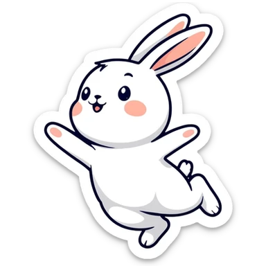happy joyful jumping bunny sticker