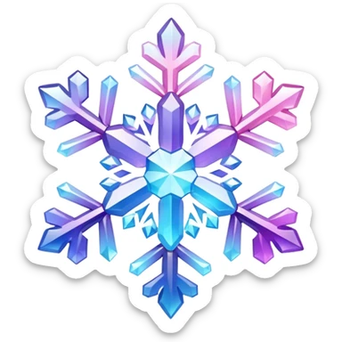 Gradient iridescent Pastel Pink violet blue white crystal gemstone snowflake  sticker