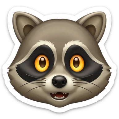 raccoon caught in flashlight glow panic face sticker
