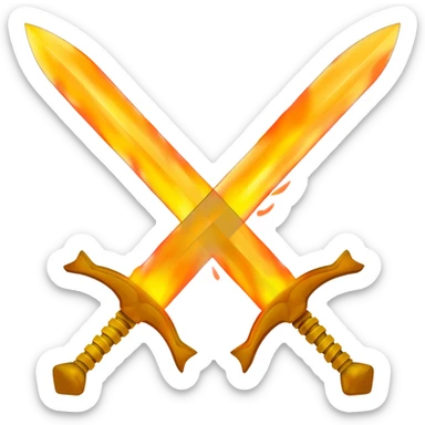 Flaming golden crossed swords sticker