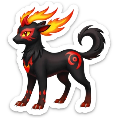 Darkrai-Litten-Houndoom-Meloetta-Fakémon-creature-hybrid-fusion, full body sticker