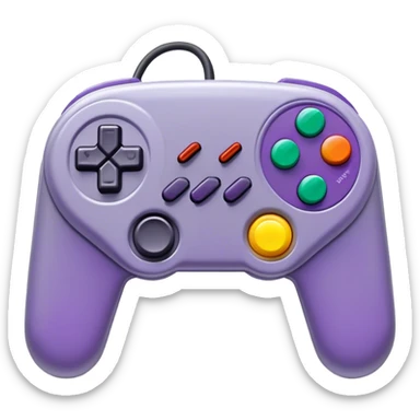 Clash of Clans aesthetic: Cinematic Playful SNES Controller Portrait Emoji, rendered in a 3D vector-style similar to standard emojis with minimal shading and bold, simplified shapes. A compact, distinct form with signature details, softly glowing with a nostalgic gaming charm. Simplified yet unmistakably iconic, highly detailed and consistent, glowing with a soft radiance and high shine. Stylized with a touch of retro gaming magic and a soft glowing outline, capturing the essence of a beloved gaming relic with a friendly, playful manner! sticker