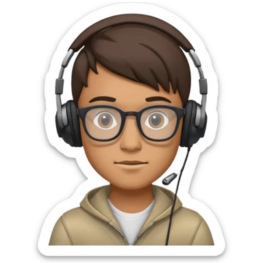 GenZ boy with headphones on and look like editor make him cool asf!  He must look like attitude and egoistic sticker