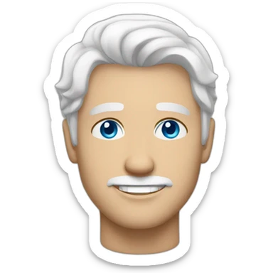 White handsome man in age 28 with white hair and blue eyes sticker