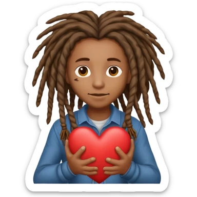 Holding heart out of chest brown skin person with dreads sticker
