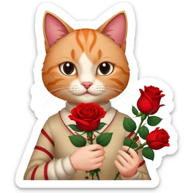 Flower 🌹in hand whiteout face in hand cat whitout  face person and Cat just hand sticker