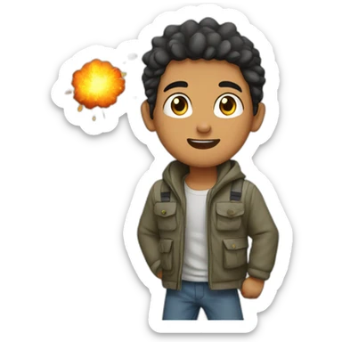 arab boy with explosion sticker