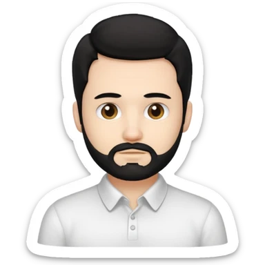 A white guy with coolers and white collar t shirt and the beard for him is at the chin area only,the hair is fuzzy and black in colour sticker