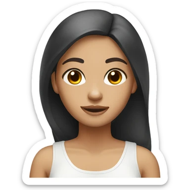 Clean girl massage black hair light skin brown eyes sticker