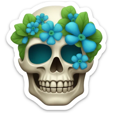 skull with green-blue flowers sticker
